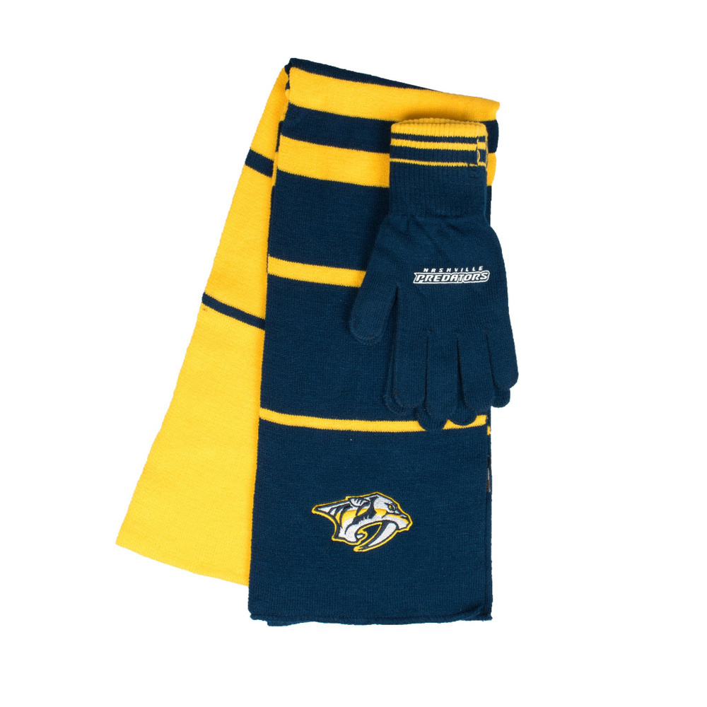 NASHVILLE PREDATORS 2 PC SCARF & GLOVES SET NHL LICENSED